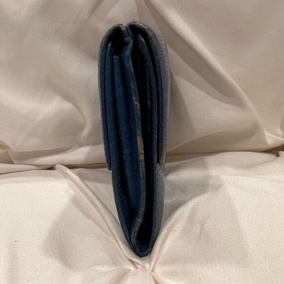 Vintage Louis Vuitton Elise Epi Trifold Wallet Blue Leather LV Paris Made France - Picture 5 of 14